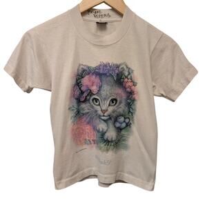 Vintage Fruit of the Loom Air Waves Kitten Tee Shirt Myrtle Beach SC‎ Y2K 90s